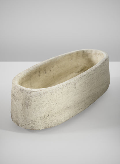 12in Wide Viseu Aged White Oval Stoneware Planter Decor Jamali Garden