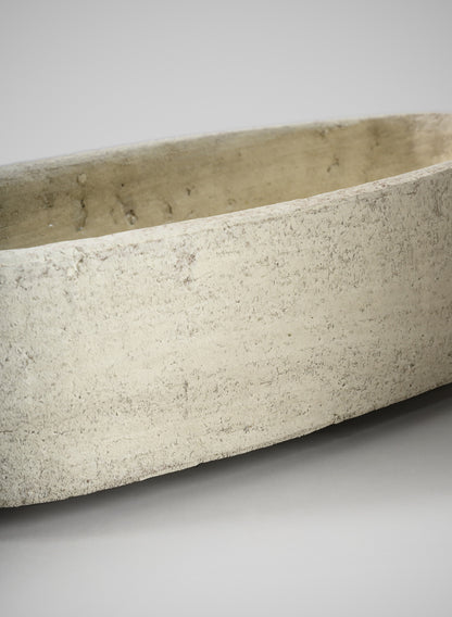 12in Wide Viseu Aged White Oval Stoneware Planter Decor Jamali Garden