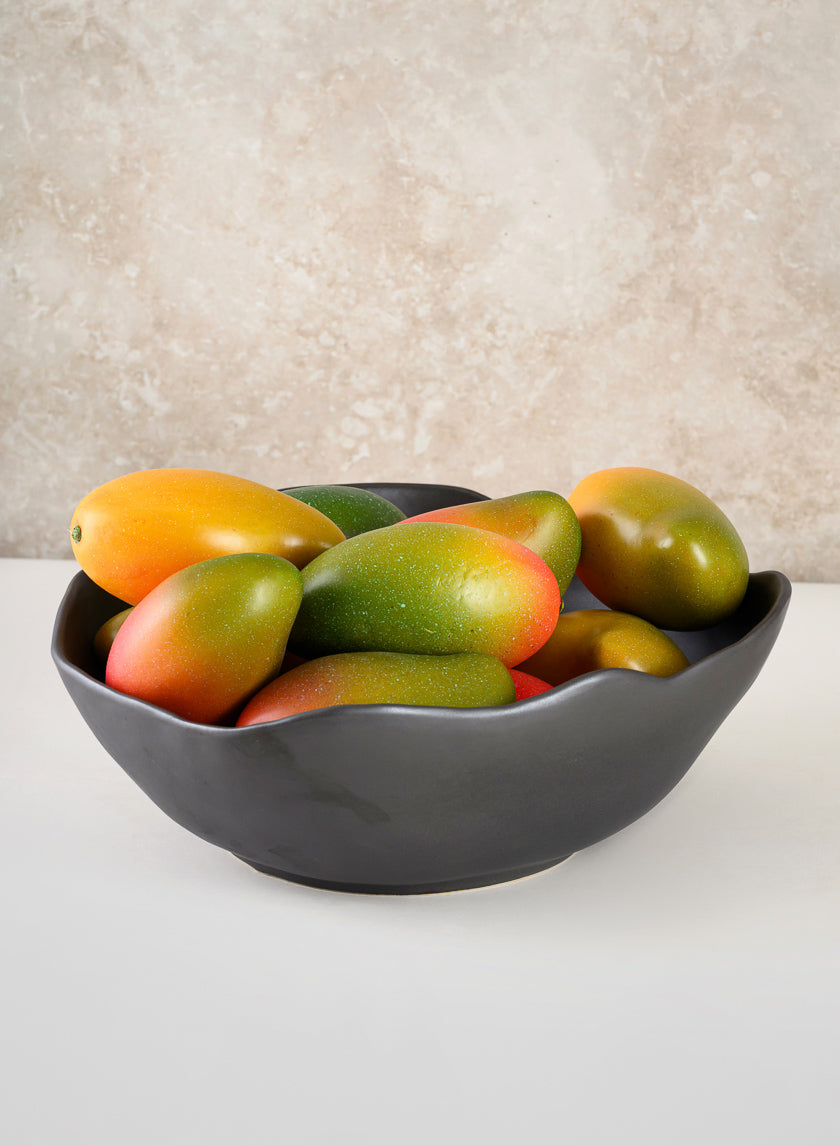 12in Wide Matte Black Ceramic Centerpiece Bowl Decor Jamali Garden