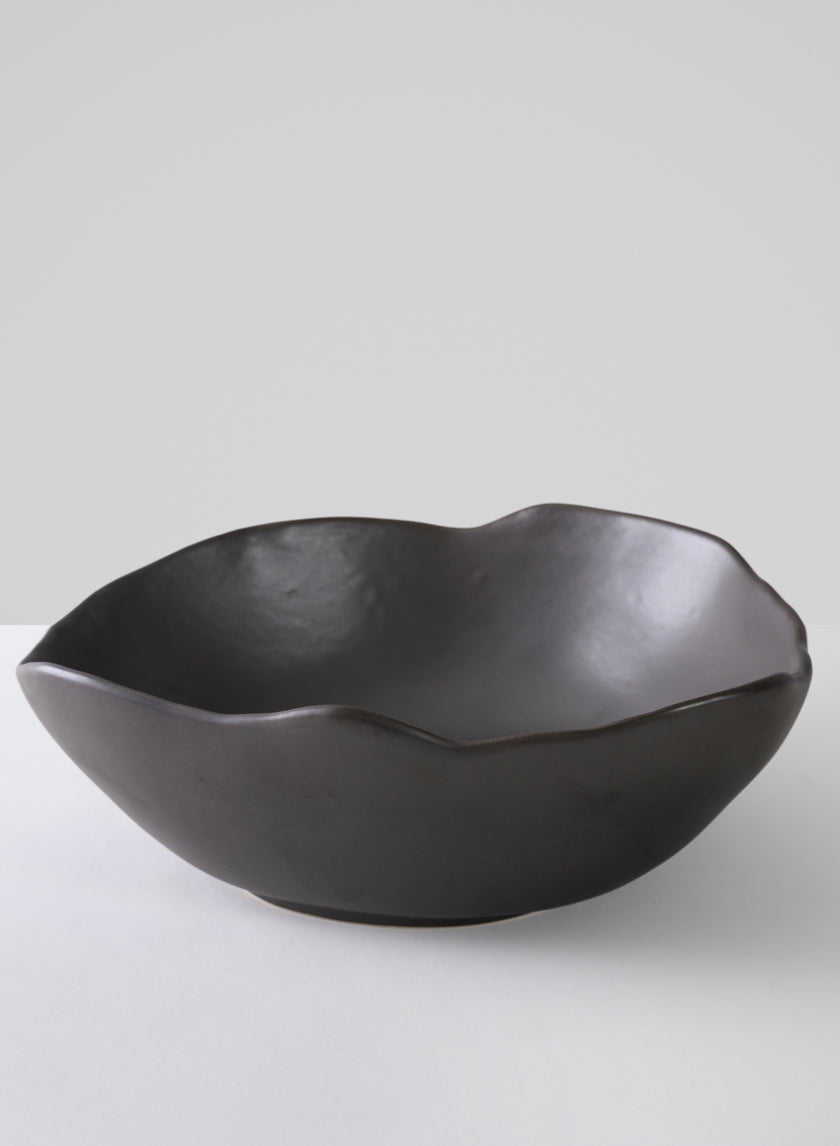 12in Wide Matte Black Ceramic Centerpiece Bowl Decor Jamali Garden
