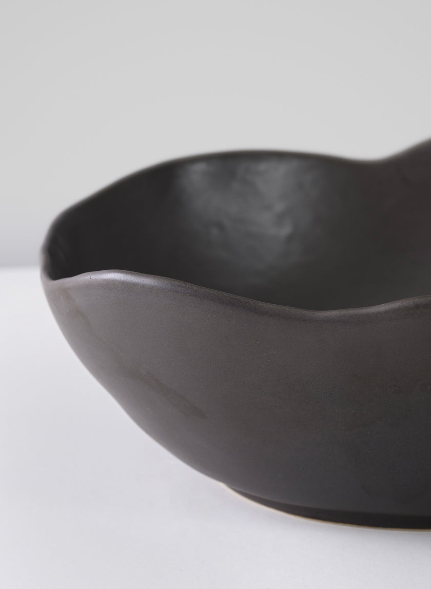 12in Wide Matte Black Ceramic Centerpiece Bowl Decor Jamali Garden