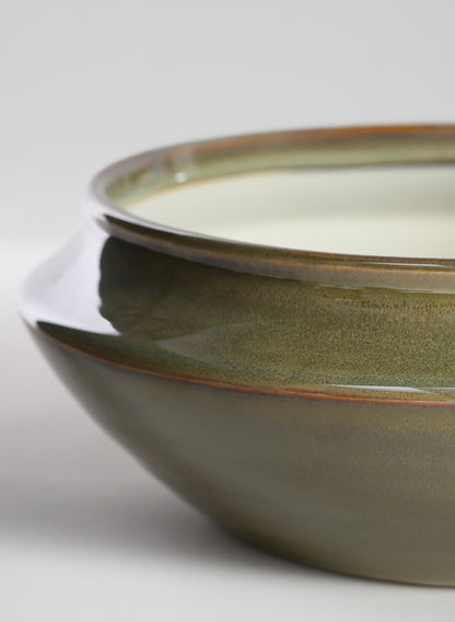 Moss Green Glaze Ceramic Ikebana Bowl