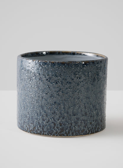 4.5in Tall Glaze Old Blue Ceramic Cylinder Vase Decor Jamali Garden