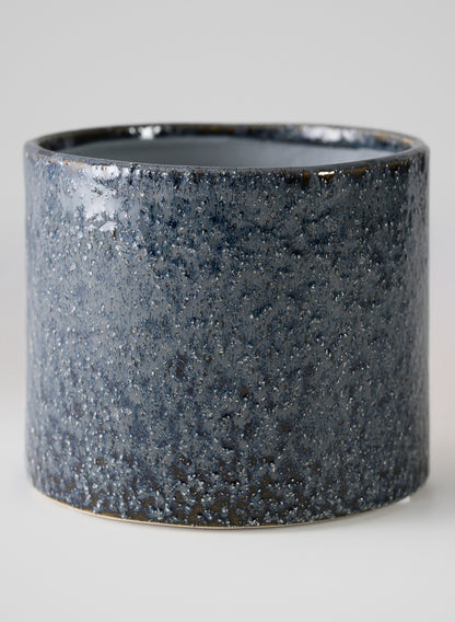 4.5in Tall Glaze Old Blue Ceramic Cylinder Vase Decor Jamali Garden