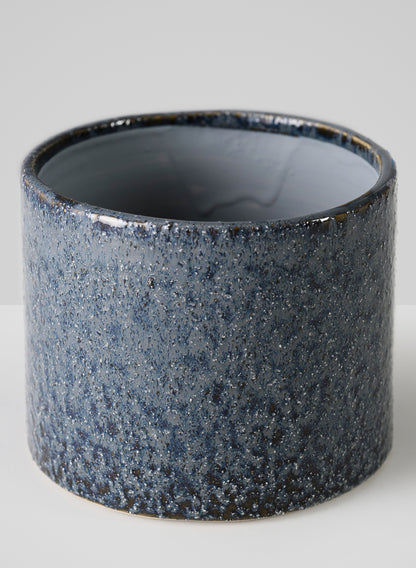 4.5in Tall Glaze Old Blue Ceramic Cylinder Vase Decor Jamali Garden