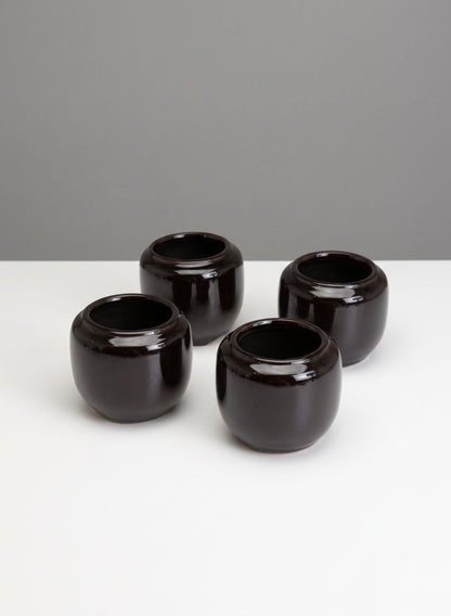 3in Tall Alsace Noir Cachepot Vase, Set of 4