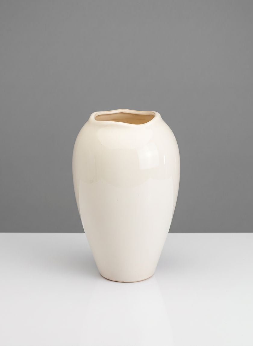 10in Tall Normand White Ceramic Vase