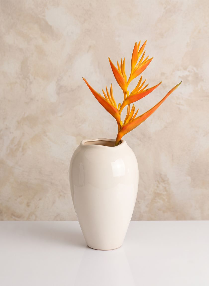10in Normand White Ceramic Vase