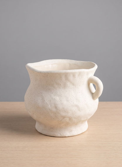 5in Tall Bardot Sand White  Ceramic Pitcher Vase