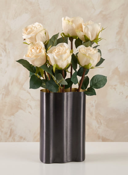 8in Tall Black Cobra Brushed Stainless Steel Vase Decor Jamali Garden