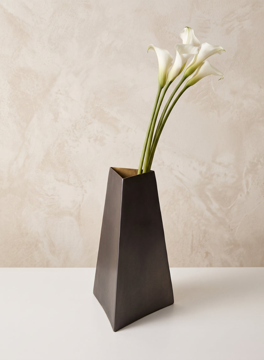 6.75in Tall Pisa Triangle Stainless Steel Vase Decor Jamali Garden
