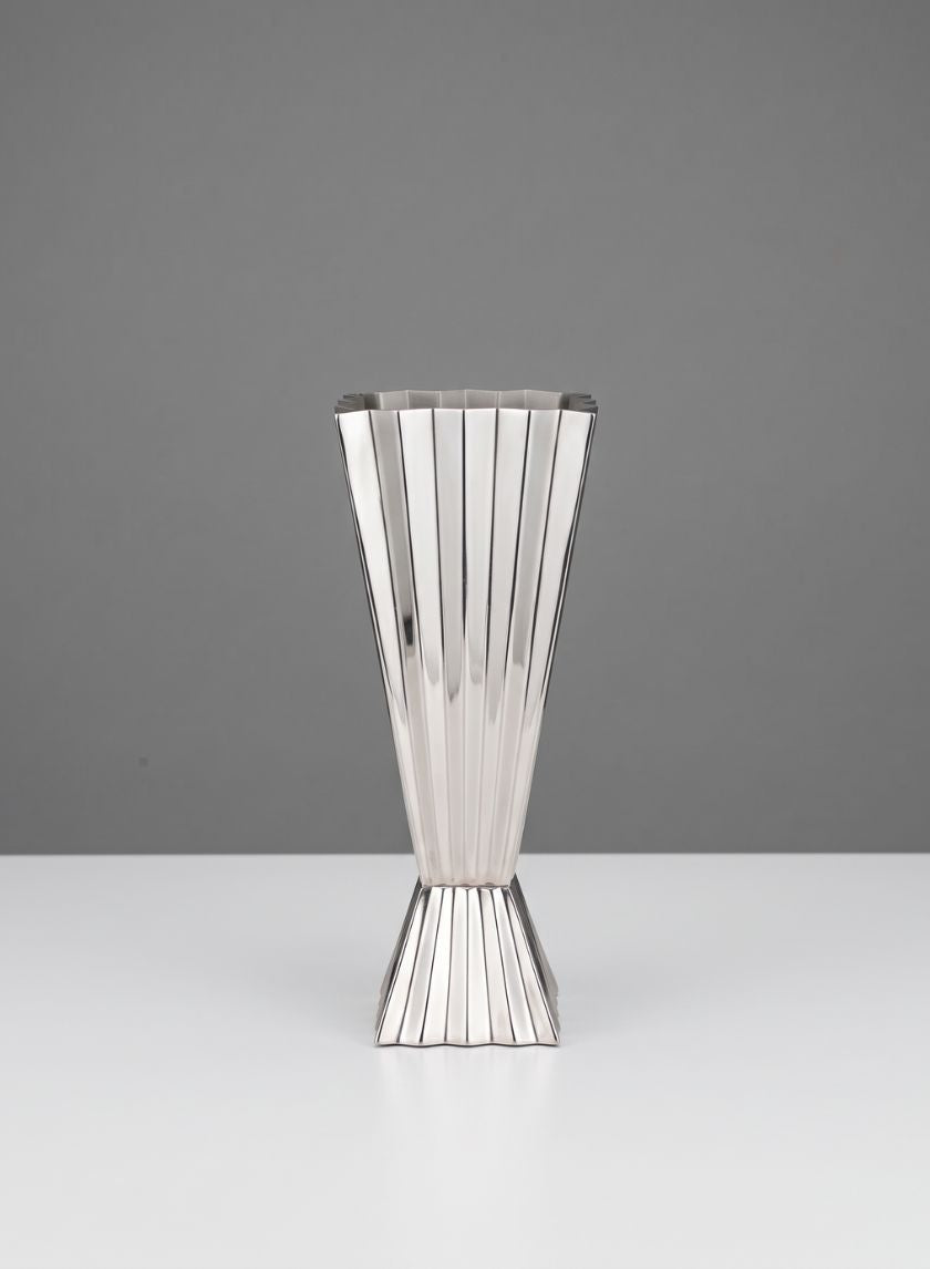 10in Tall Laila Stainless Steel Centerpiece Vase Decor Jamali Garden