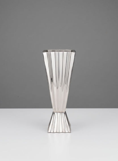 10in Tall Laila Stainless Steel Centerpiece Vase Decor Jamali Garden