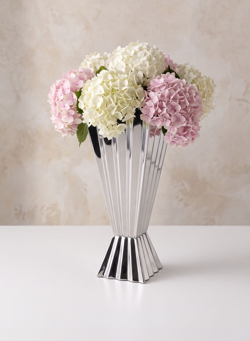10in Tall Laila Stainless Steel Centerpiece Vase Decor Jamali Garden