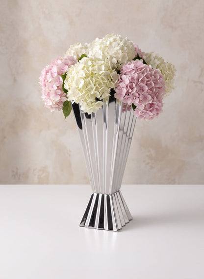 10in Tall Laila Stainless Steel Centerpiece Vase Decor Jamali Garden