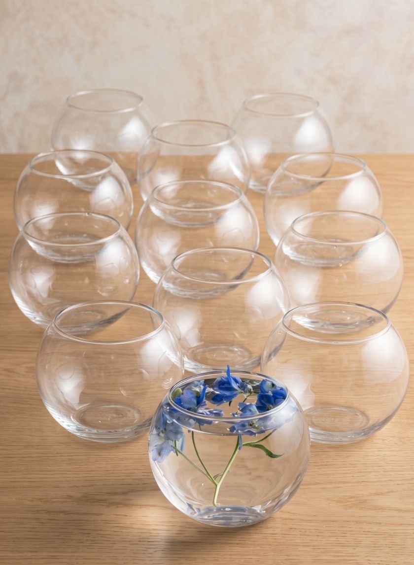 4.75in Wide Best Value Glass Fishbowl, Set of 12 Decor Jamali Garden