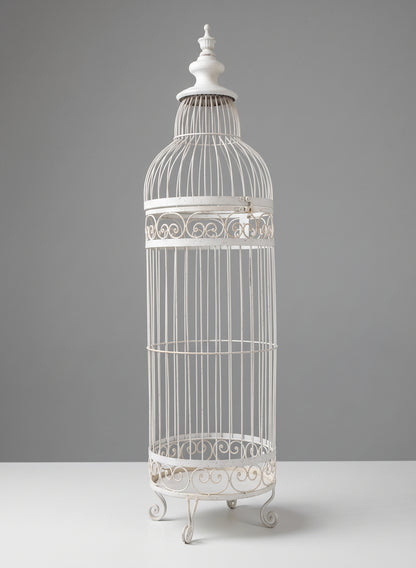 35in Tall Large Antique White Birdcage Decor Jamali Garden