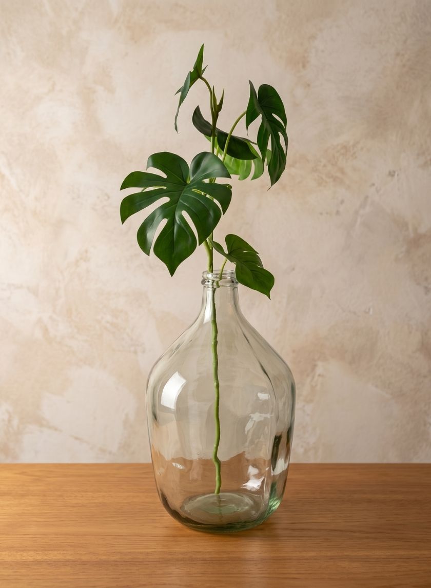15in Tall Bombo Glass Bottle Glass Vase Decor Jamali Garden