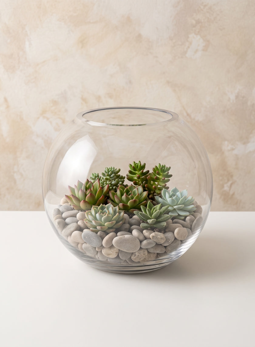 10in Wide Fish Glass Bowl Decor Jamali Garden