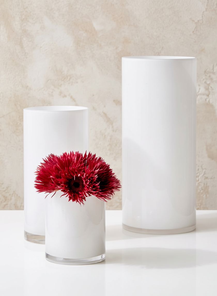 White Cylinder Glass Vases