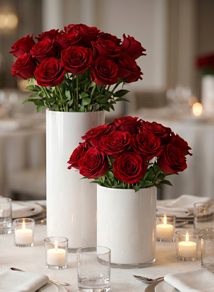 White Cylinder Glass Vases Decor Jamali Garden