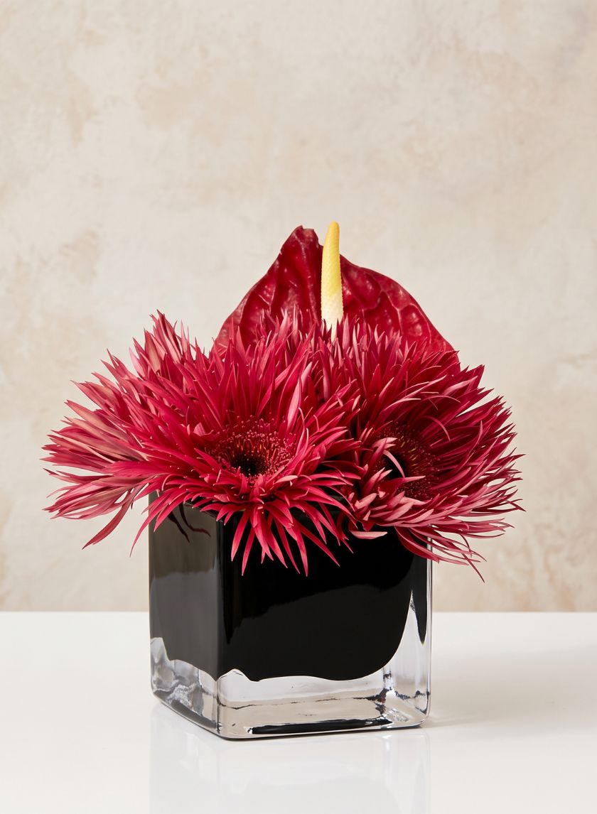 3in Cube Black Glass Vase Decor Jamali Garden