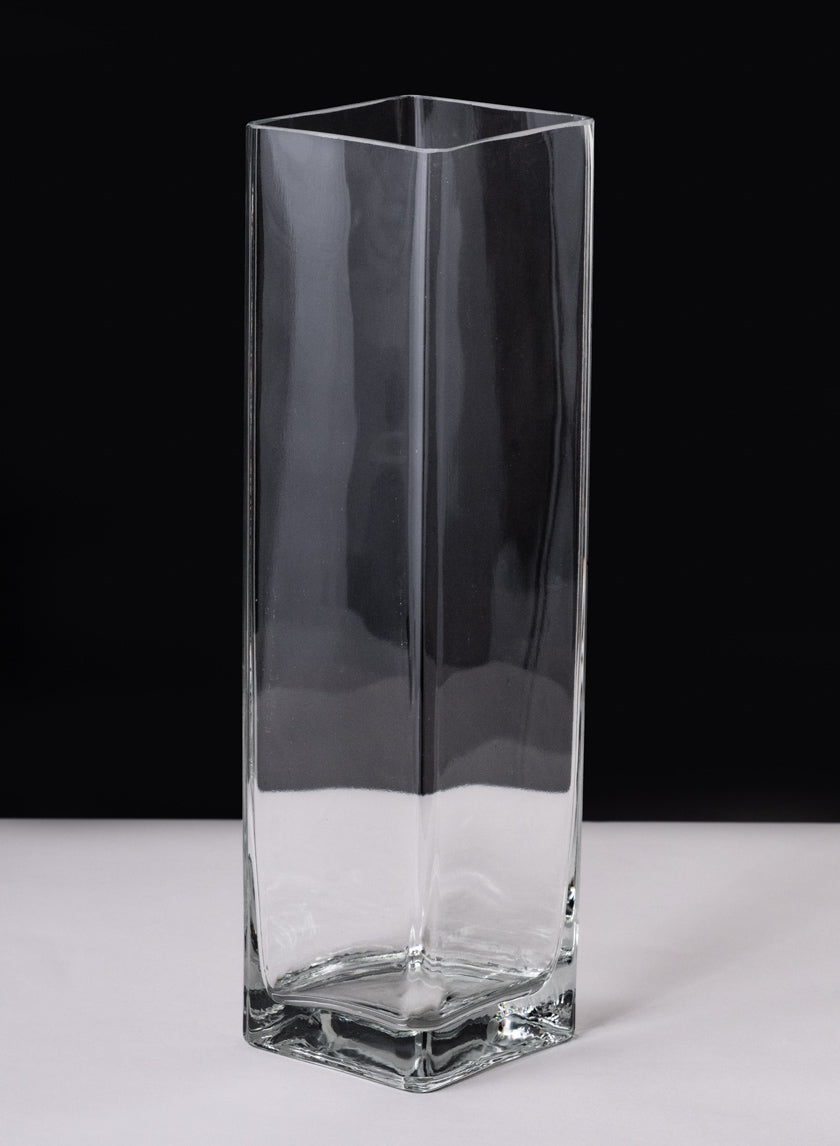 15in Tall Best Value Square Glass Vase, Case of 6 Decor Jamali Garden