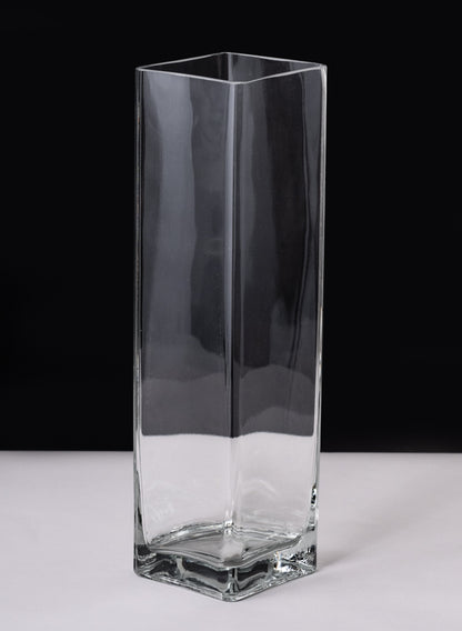 15in Tall Best Value Square Glass Vase, Case of 6 Decor Jamali Garden