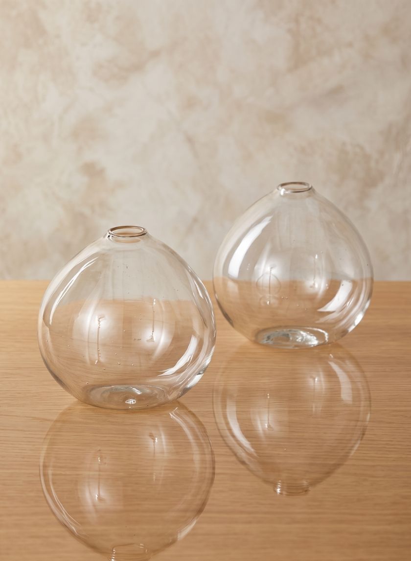 4in Wide Clear Ball Glass Vase, Set of 2 Decor Jamali Garden