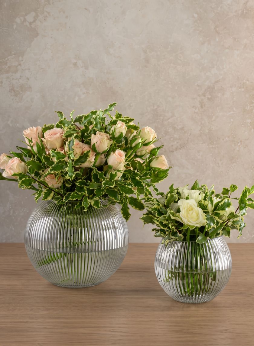 Pleated Glass Fishbowl Vase for Floral Centerpieces – Jamali Garden
