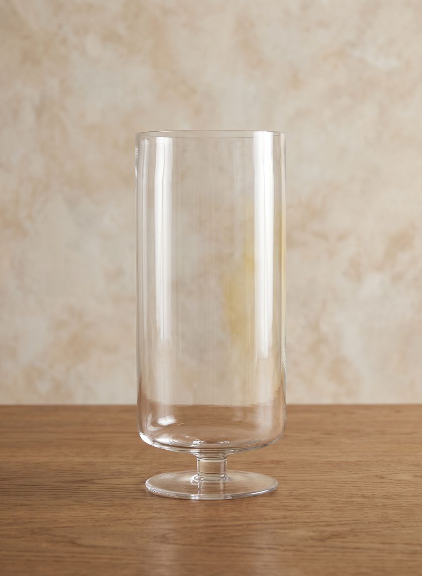 14in Tall Footed Hurricane Glass Vase Decor Jamali Garden