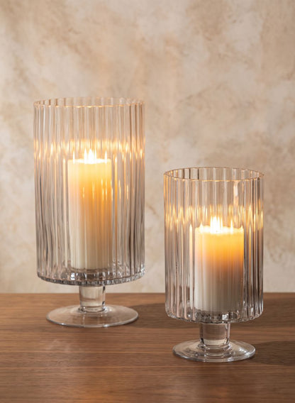 Pleated Glass Pedestal Hurricane Decor Jamali Garden