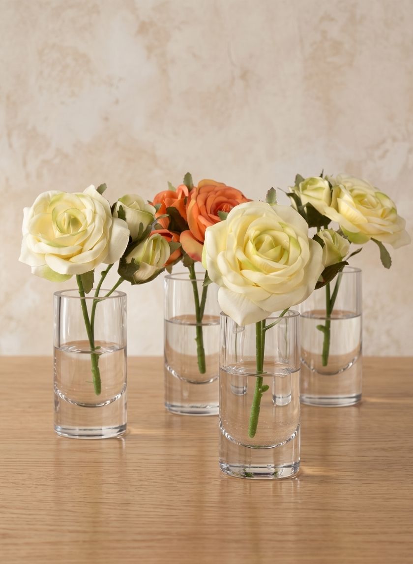 4in Tall Clear Glass Cylinder, Set of 4 Decor Jamali Garden