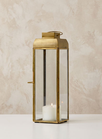 9.5in Tall Alazhar Square Gold Lantern Decor Jamali Garden