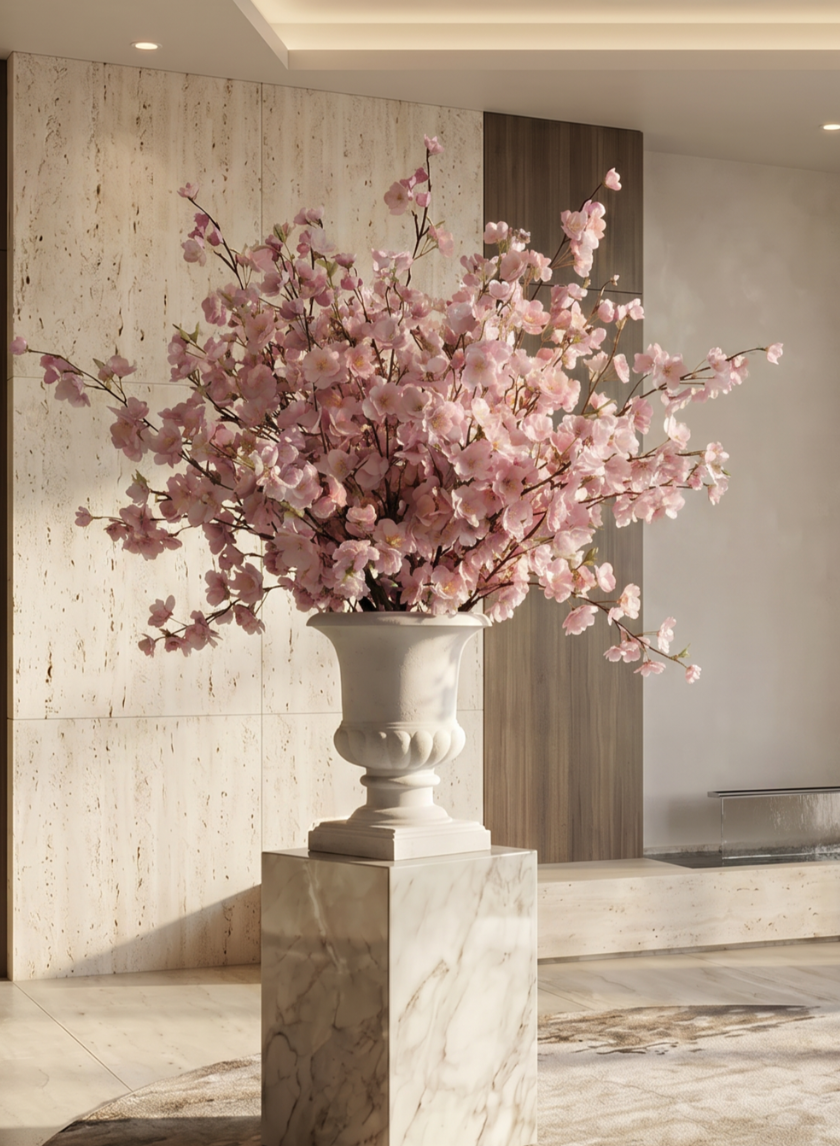 45in Long Pink Cherry Blossom Branch, Case of 6