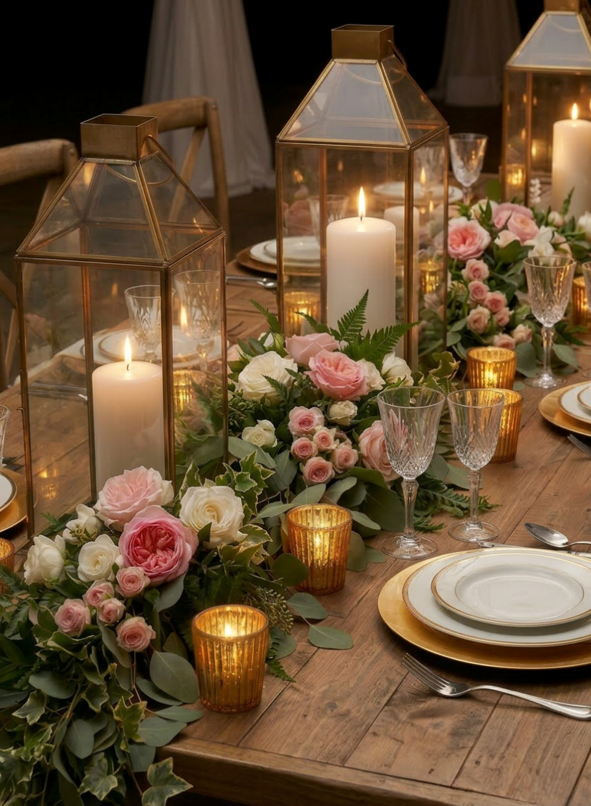 Buy Large Square Gold Lantern for Centerpieces | Jamali Garden