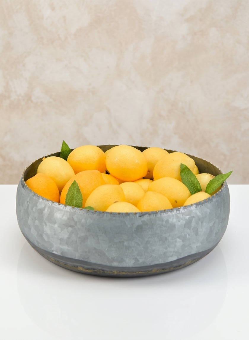 12in Wide Bizantine Galvanized Iron Bowl Decor Jamali Garden