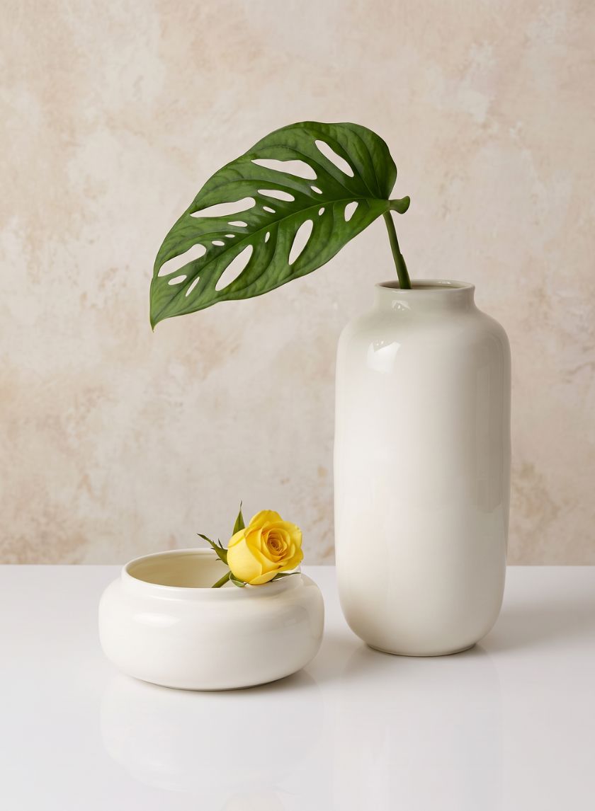 Ivory Enamel Metal Momoyama Vase and Bowl