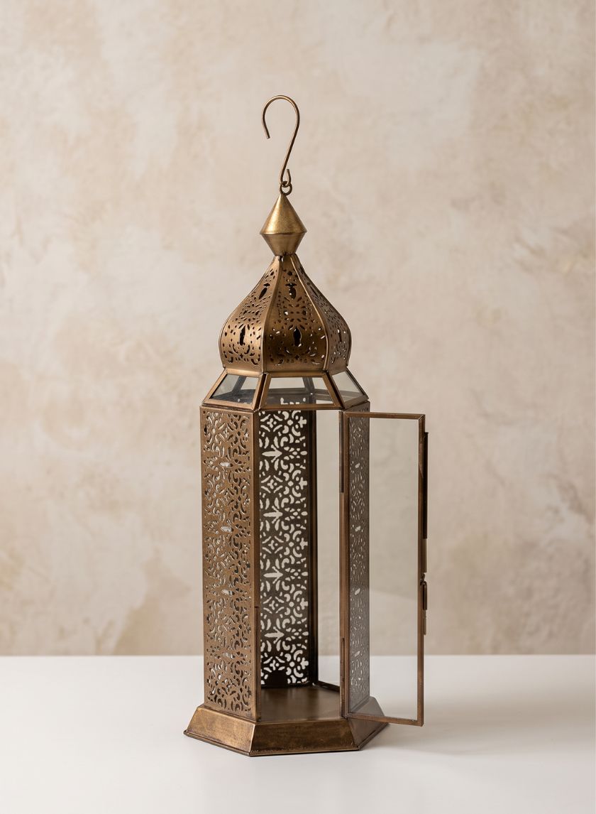 Antique Bronze Mahal &amp; Taj Square Lantern Decor Jamali Garden