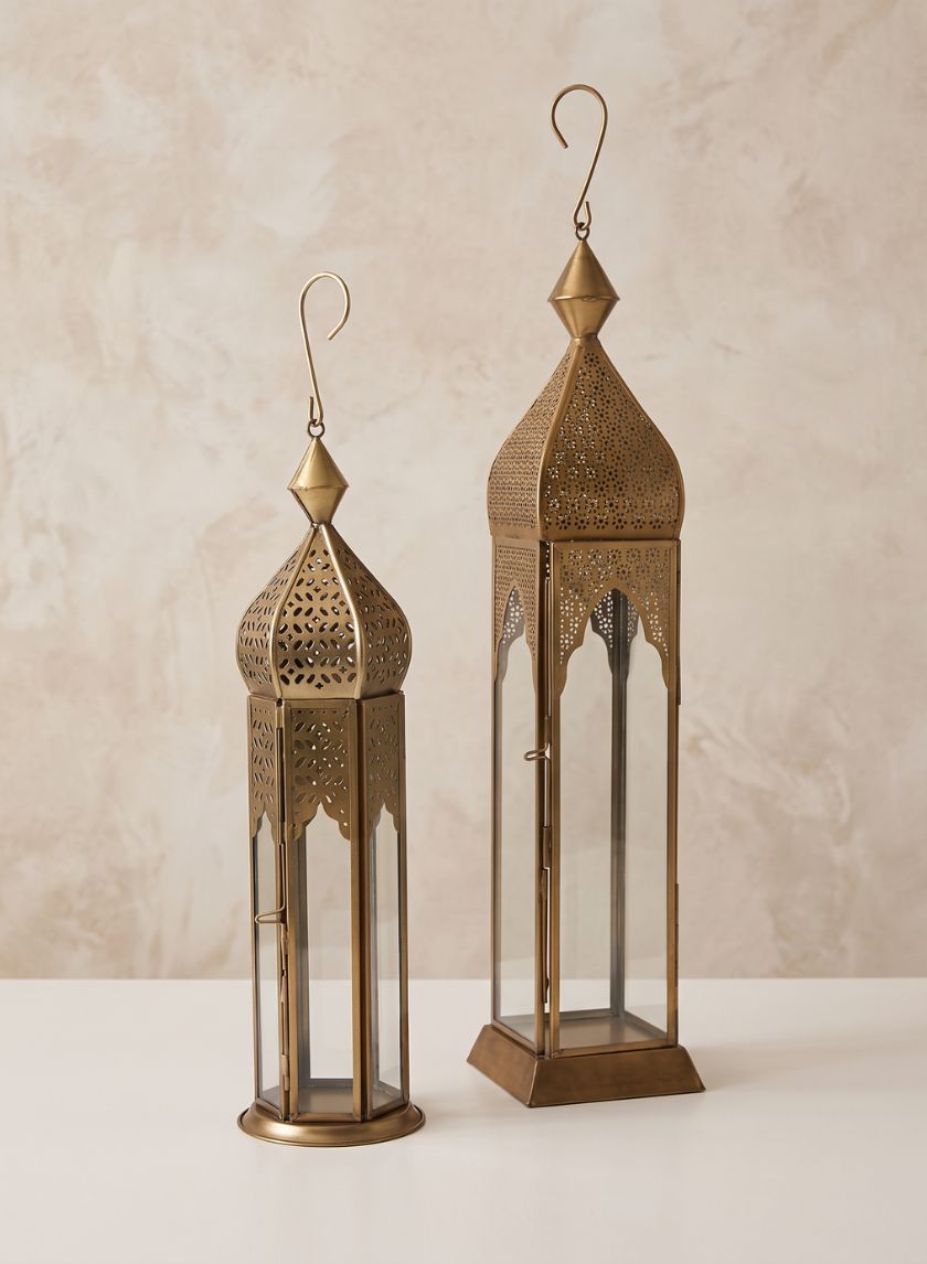 Antique Bronze Mahal &amp; Taj Square Lantern Decor Jamali Garden