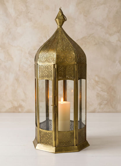 21.5in Tall Gold Aravali Lantern Decor Jamali Garden