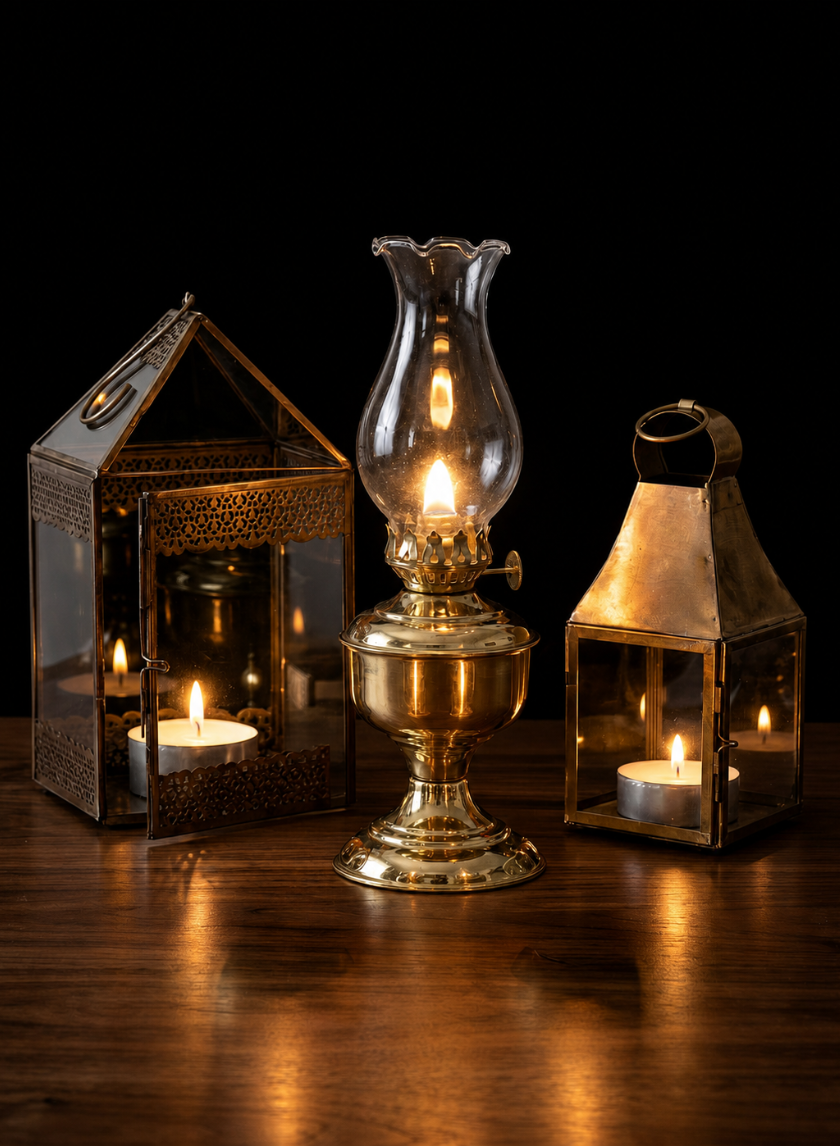 5in Rustic Brass Square Lantern Decor Jamali Garden