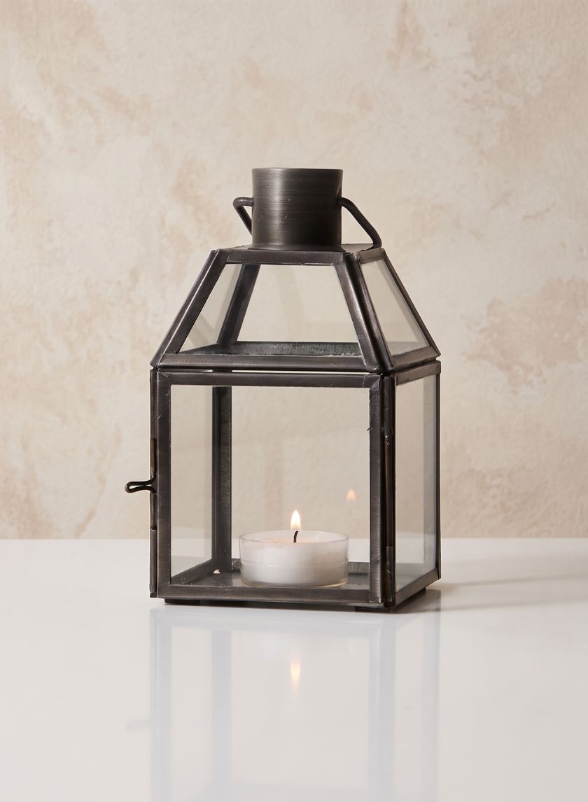 6in Square Antique Zinc Lantern Decor Jamali Garden