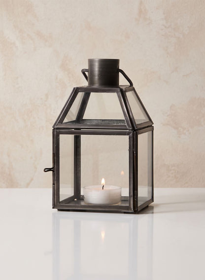 6in Square Antique Zinc Lantern Decor Jamali Garden