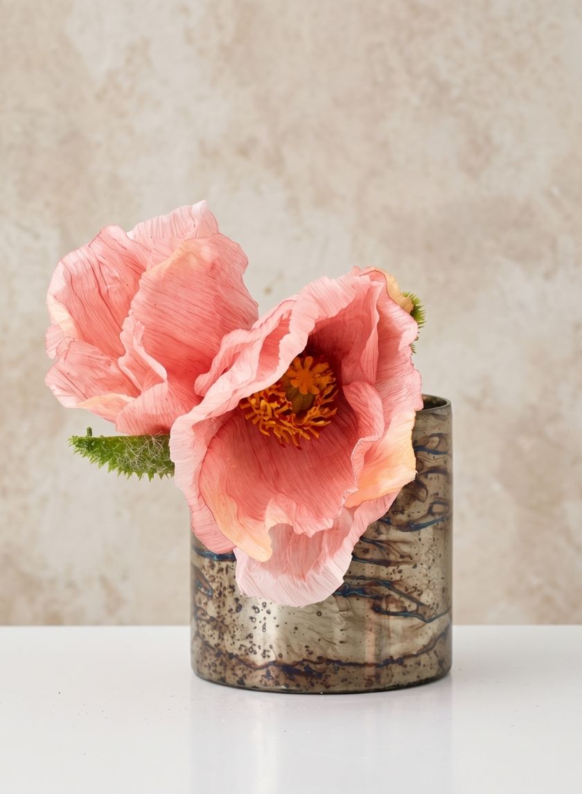 4in Tall Oxidized Champagne Mercury Glass Vase Decor Jamali Garden
