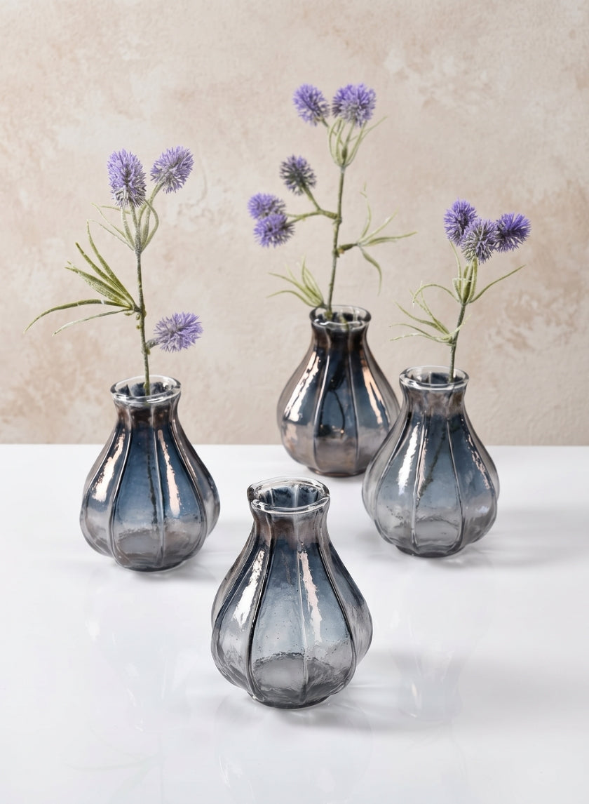 4in Tall Serendipity Bud Glass Vase, Set of 4 Decor Jamali Garden