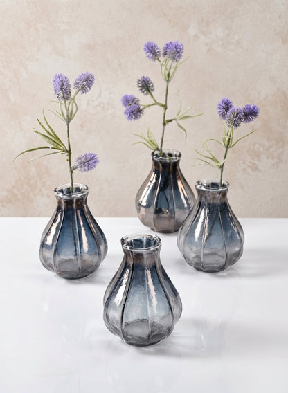 4in Tall Serendipity Bud Glass Vase, Set of 4 Decor Jamali Garden