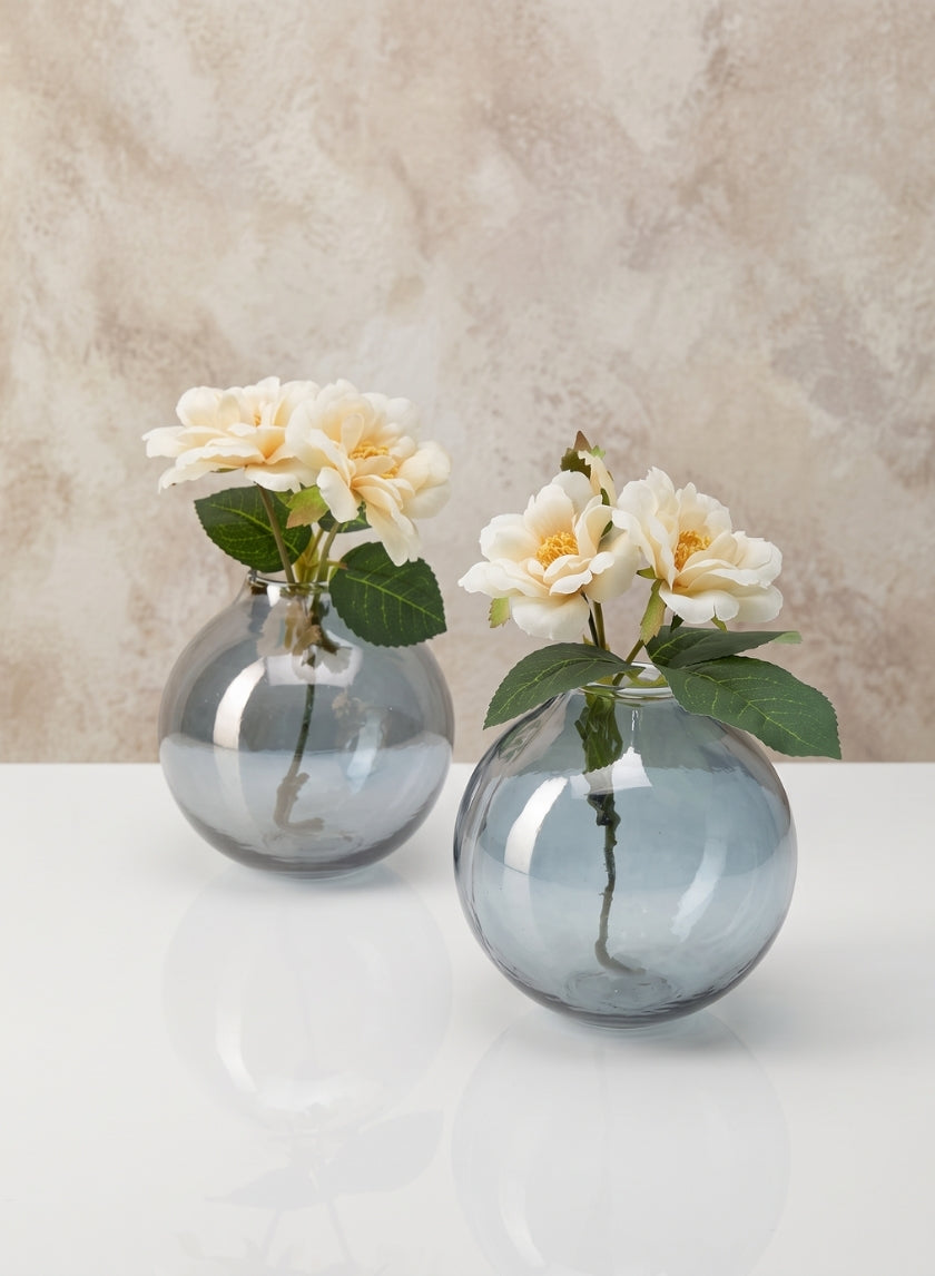 4.25in Wide Marbella Smoke Luster Glass Bud Vase, Set of 2 Decor Jamali Garden