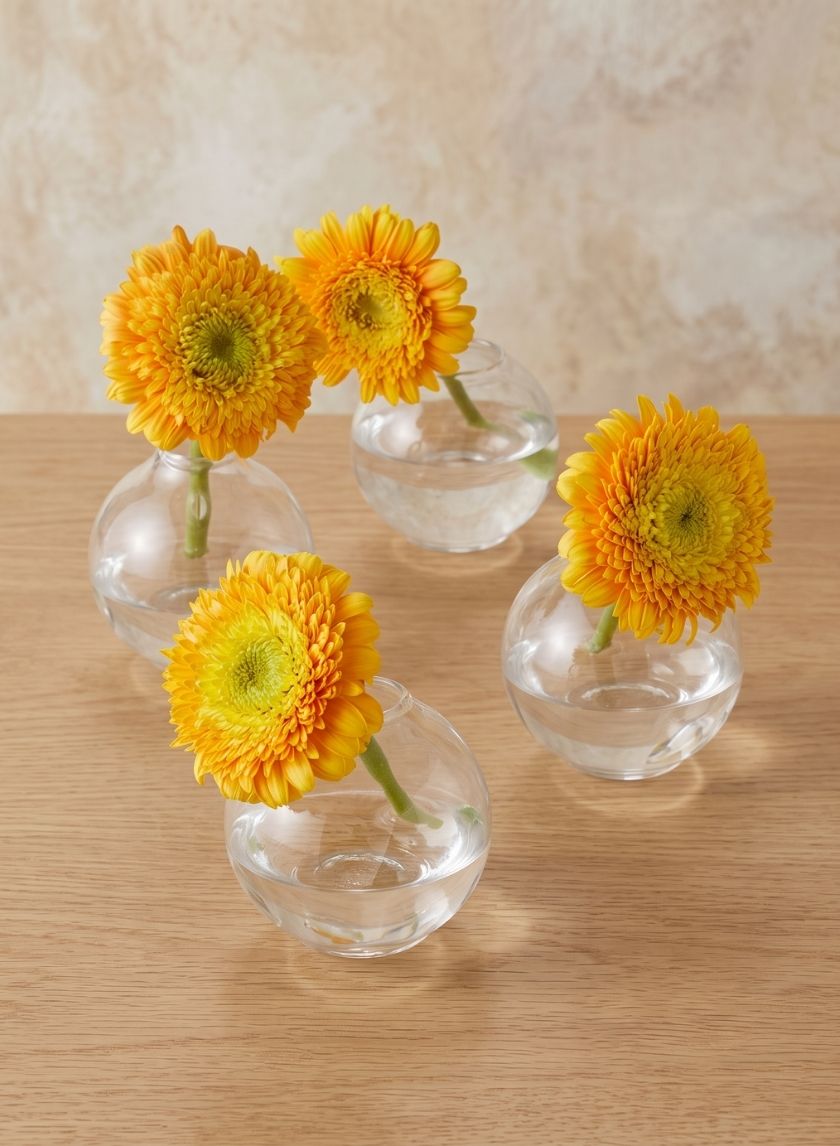 3in Wide Ball Glass Bud Vase, Set of 4 Decor Jamali Garden