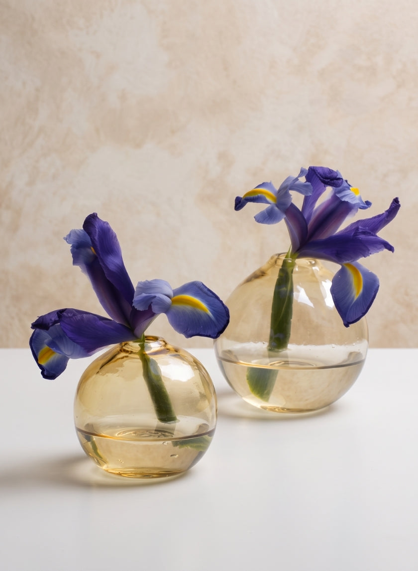 4.5in Tall Amber Luster Glass Ball Vase Decor Jamali Garden